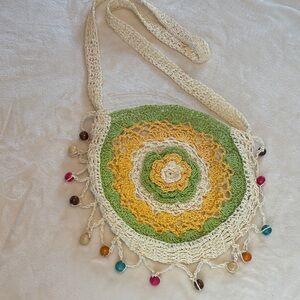 Handcrafted Crochet Boho Bag - Green and Yellow
